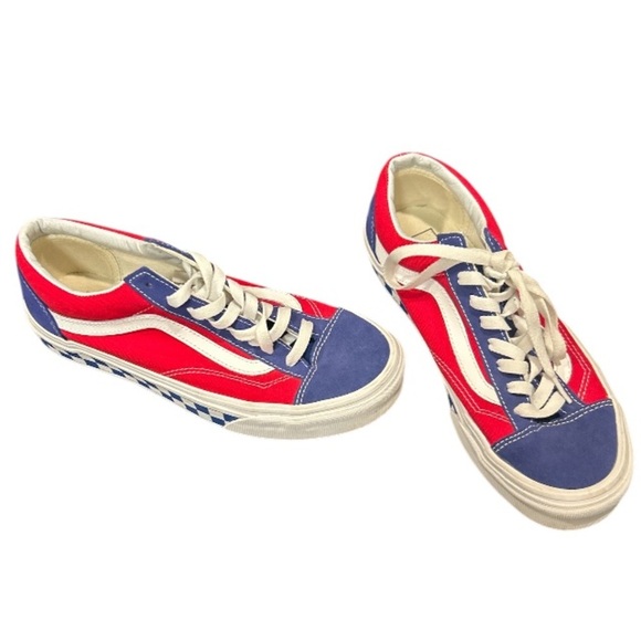 Vans EUC Red White and Blue Checkerboard Old Skool, Size 7 Men's, 8.5 Wo… - Picture 1 of 8